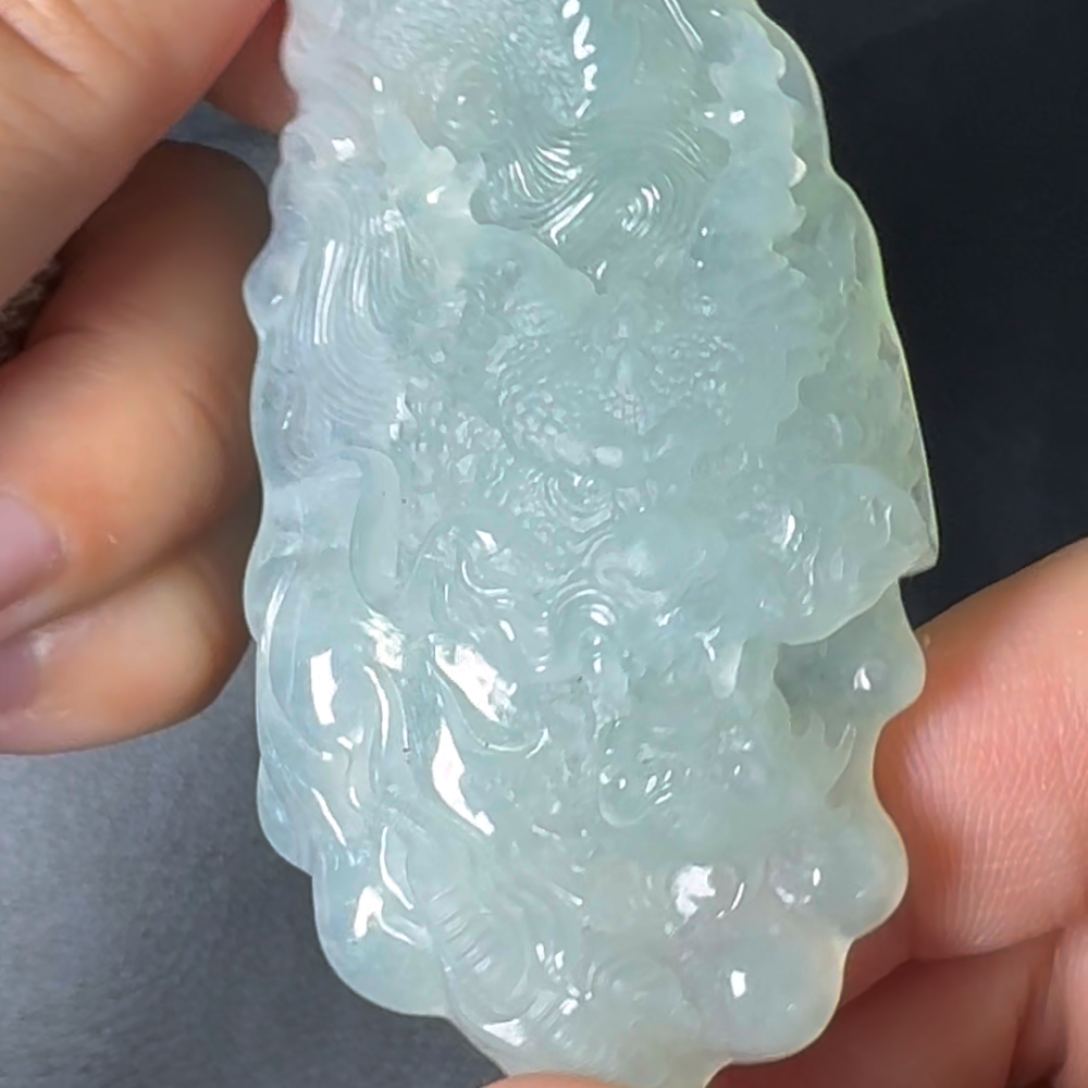 翡翠直播商品#48 - 精雕龍牌翡翠吊墜