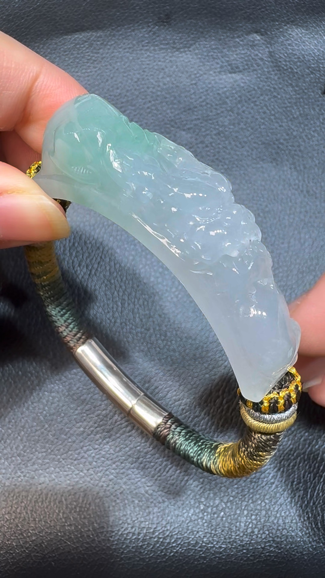 翡翠直播商品#53-翡翠A貨龍勾手牌 5 翡翠直播商品#53-翡翠A貨龍勾手牌 - Image 5