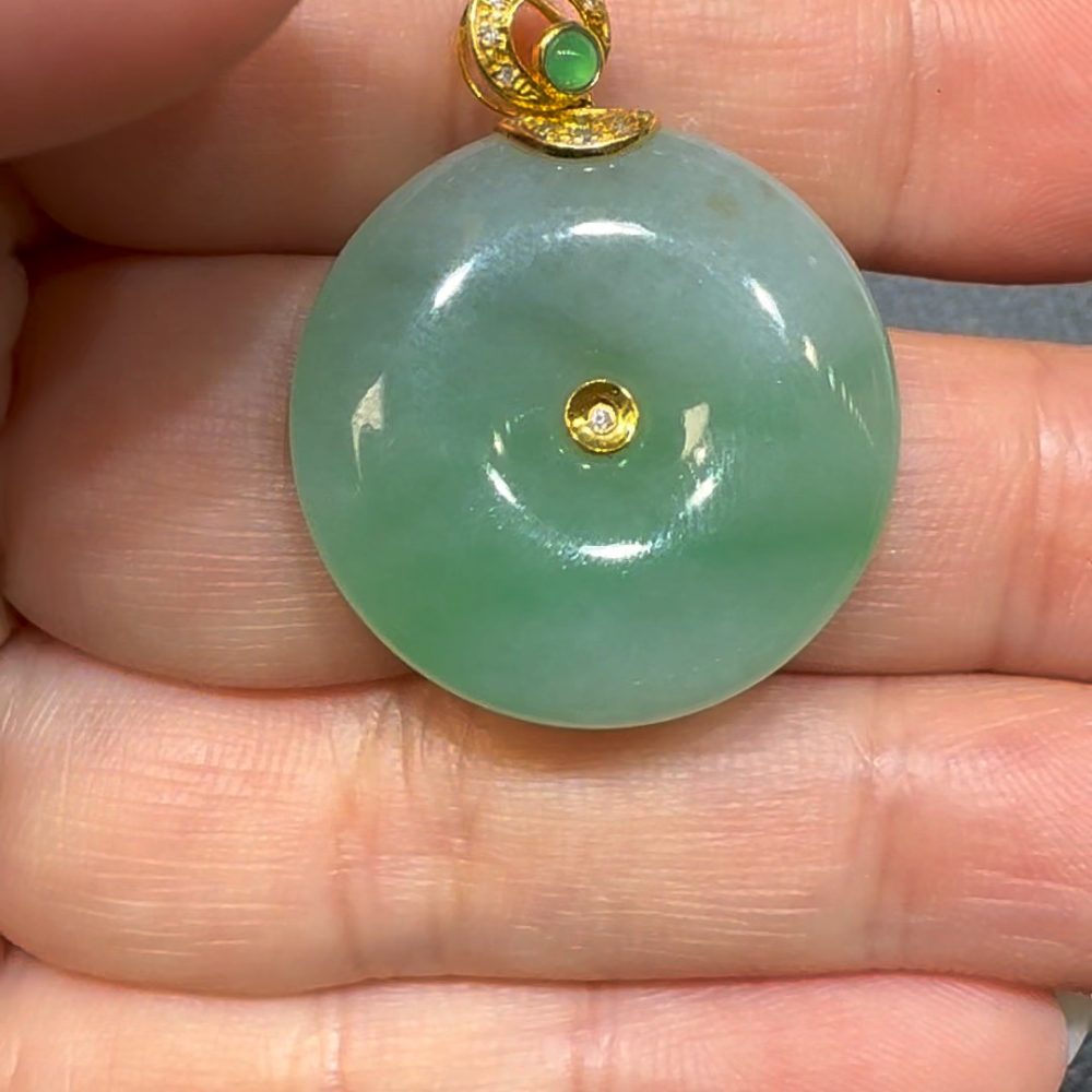 翡翠直播商品#71- 18K黃金翡翠平安扣吊墜