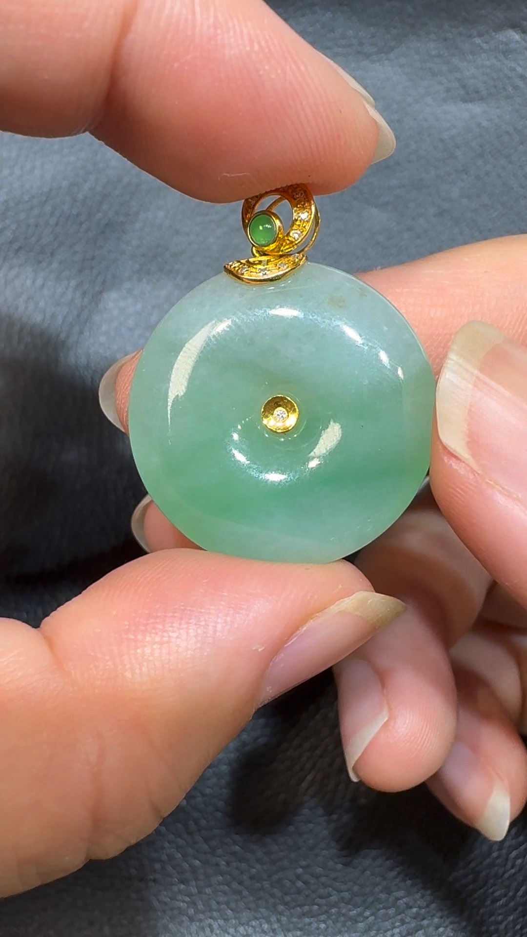 翡翠直播商品#71- 18K黃金翡翠平安扣吊墜 5 翡翠直播商品#71- 18K黃金翡翠平安扣吊墜 - Image 5
