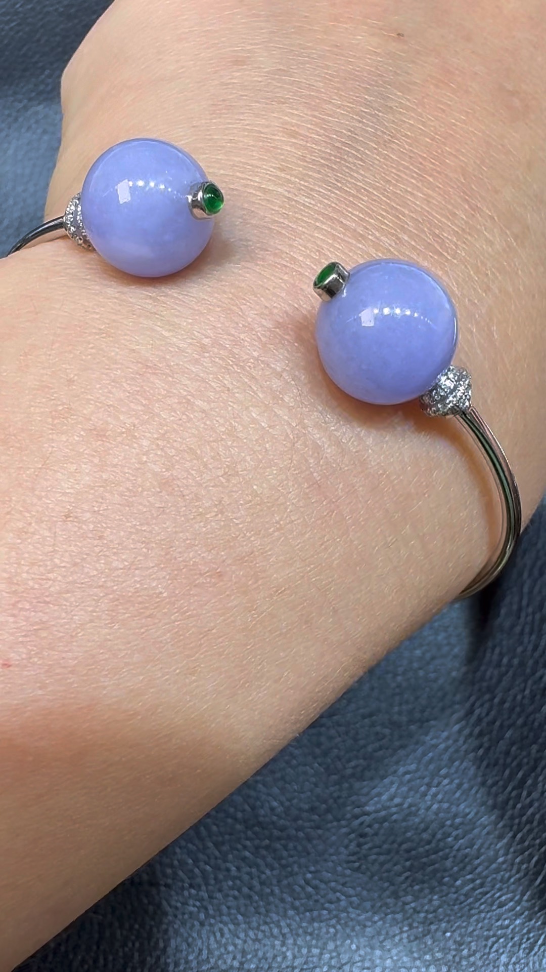 翡翠直播商品#73-18k白金鑽石紫羅蘭珠手串手鐲 2 翡翠直播商品#73-18k白金鑽石紫羅蘭珠手串手鐲 - Image 2