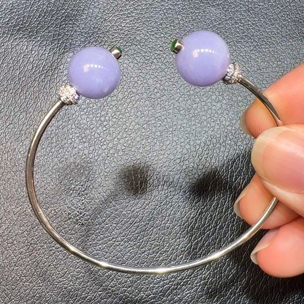 翡翠直播商品#73-18k白金鑽石紫羅蘭珠手串手鐲