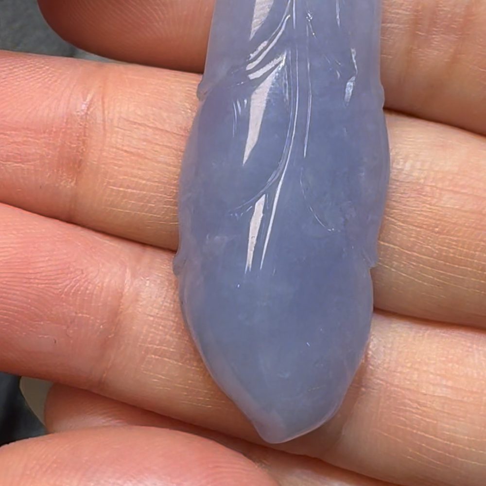 翡翠直播商品#85-天然A級翡翠紫羅蘭樹葉翡翠吊墜