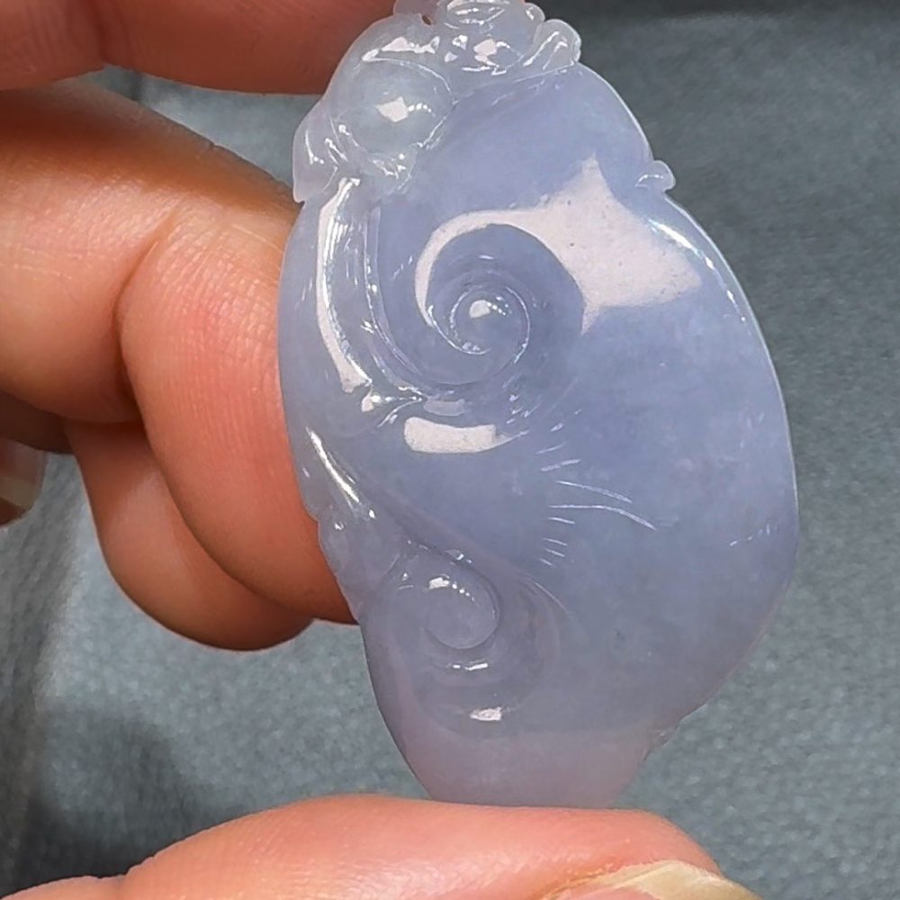 翡翠直播商品#87-天然A級翡翠紫羅蘭錢袋福袋翡翠吊墜