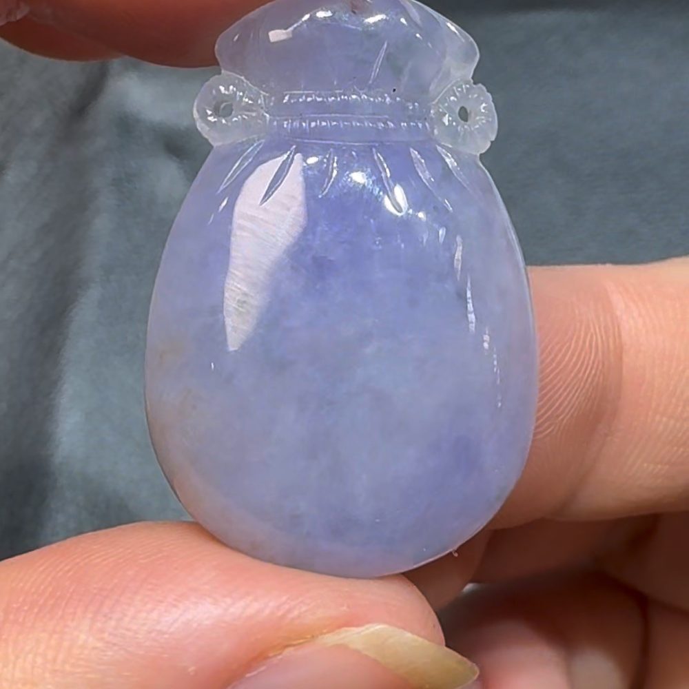 翡翠直播商品#87-天然A級翡翠紫羅蘭錢袋福袋翡翠吊墜