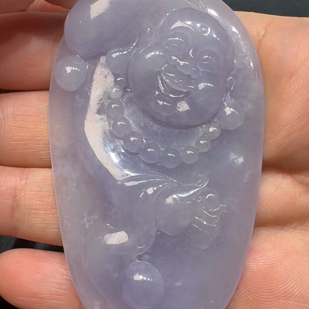 翡翠直播商品#92 -紫羅蘭布袋佛翡翠吊墜