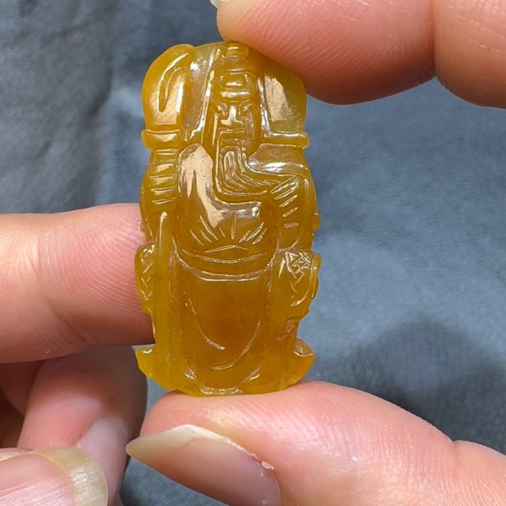 翡翠直播商品#93 -黃翡翠關公翡翠吊墜