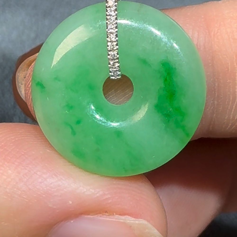 翡翠直播商品#96-18K白金鑽石翡翠平安扣