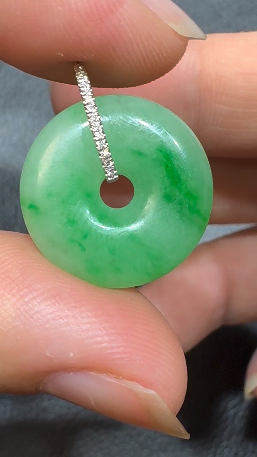 翡翠直播商品#96-18K白金鑽石翡翠平安扣 3 翡翠直播商品#96-18K白金鑽石翡翠平安扣 - Image 3