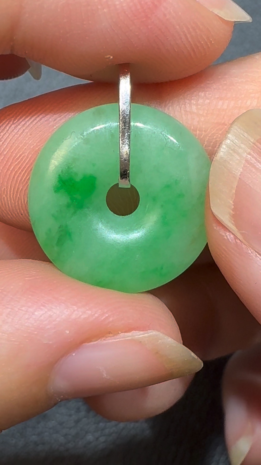 翡翠直播商品#96-18K白金鑽石翡翠平安扣 6 翡翠直播商品#96-18K白金鑽石翡翠平安扣 - Image 6