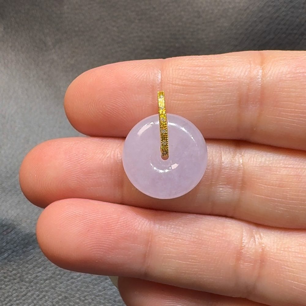 翡翠直播商品#111-18K黃金紫羅蘭小平安扣