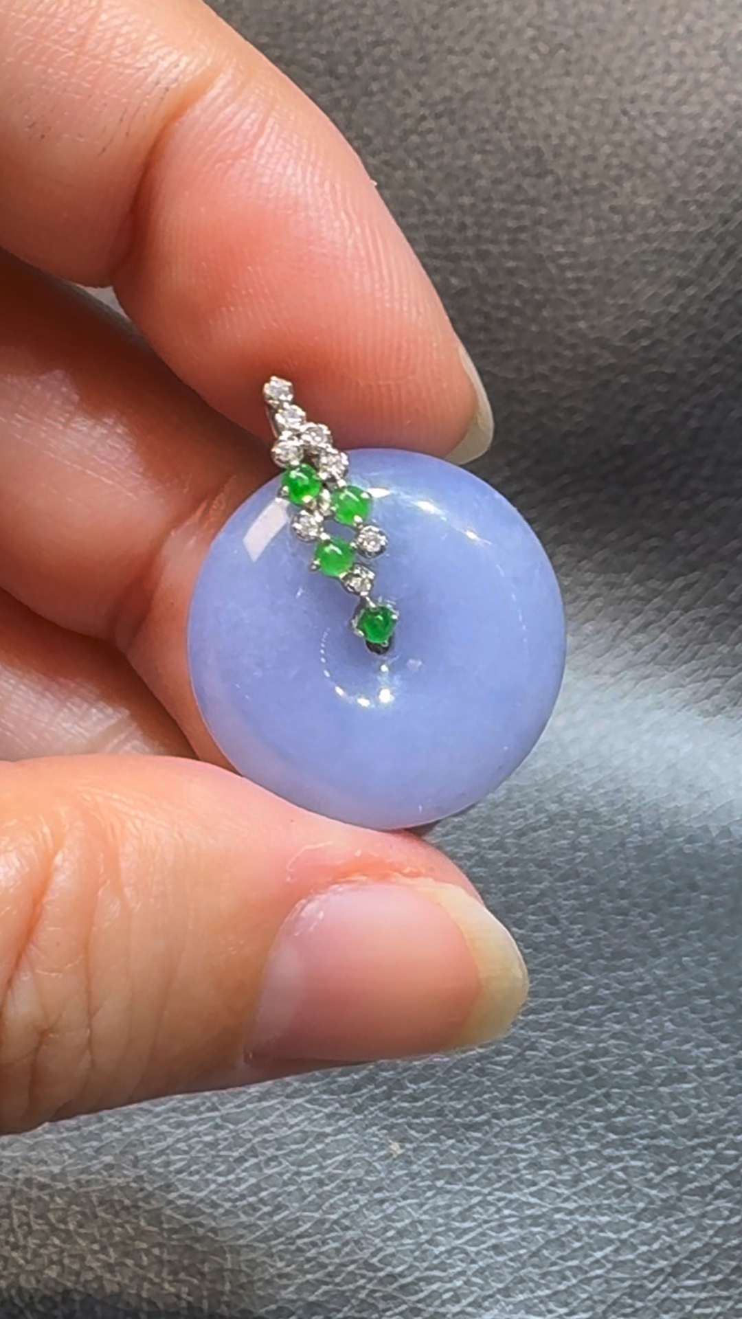 翡翠直播商品#117-18K白金鑽石紫羅蘭翡翠平安扣 5 翡翠直播商品#117-18K白金鑽石紫羅蘭翡翠平安扣 - Image 5