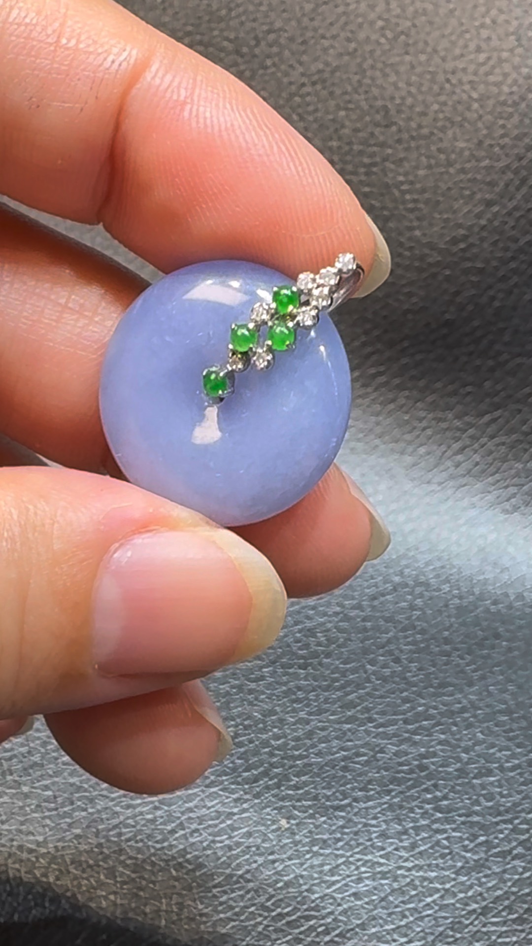 翡翠直播商品#117-18K白金鑽石紫羅蘭翡翠平安扣 2 翡翠直播商品#117-18K白金鑽石紫羅蘭翡翠平安扣 - Image 2