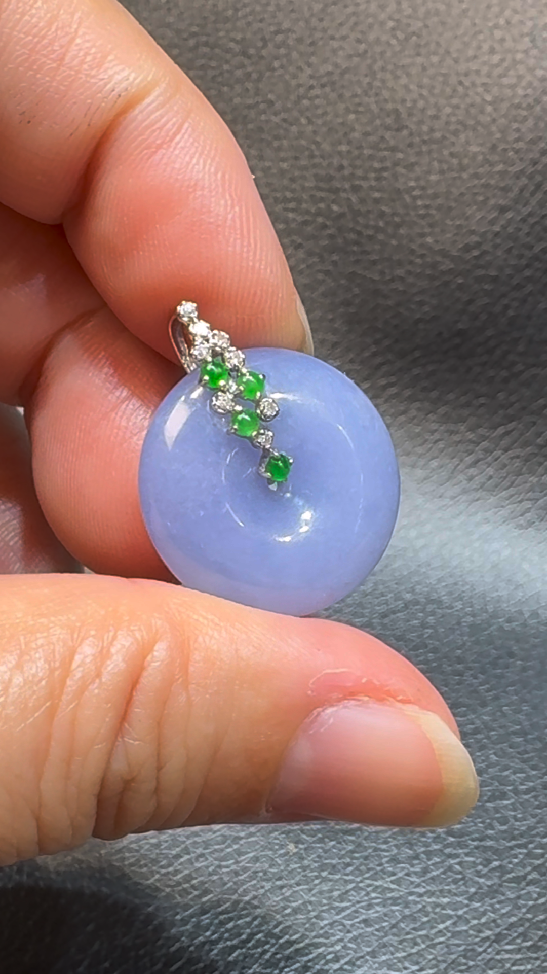 翡翠直播商品#117-18K白金鑽石紫羅蘭翡翠平安扣 7 翡翠直播商品#117-18K白金鑽石紫羅蘭翡翠平安扣 - Image 7