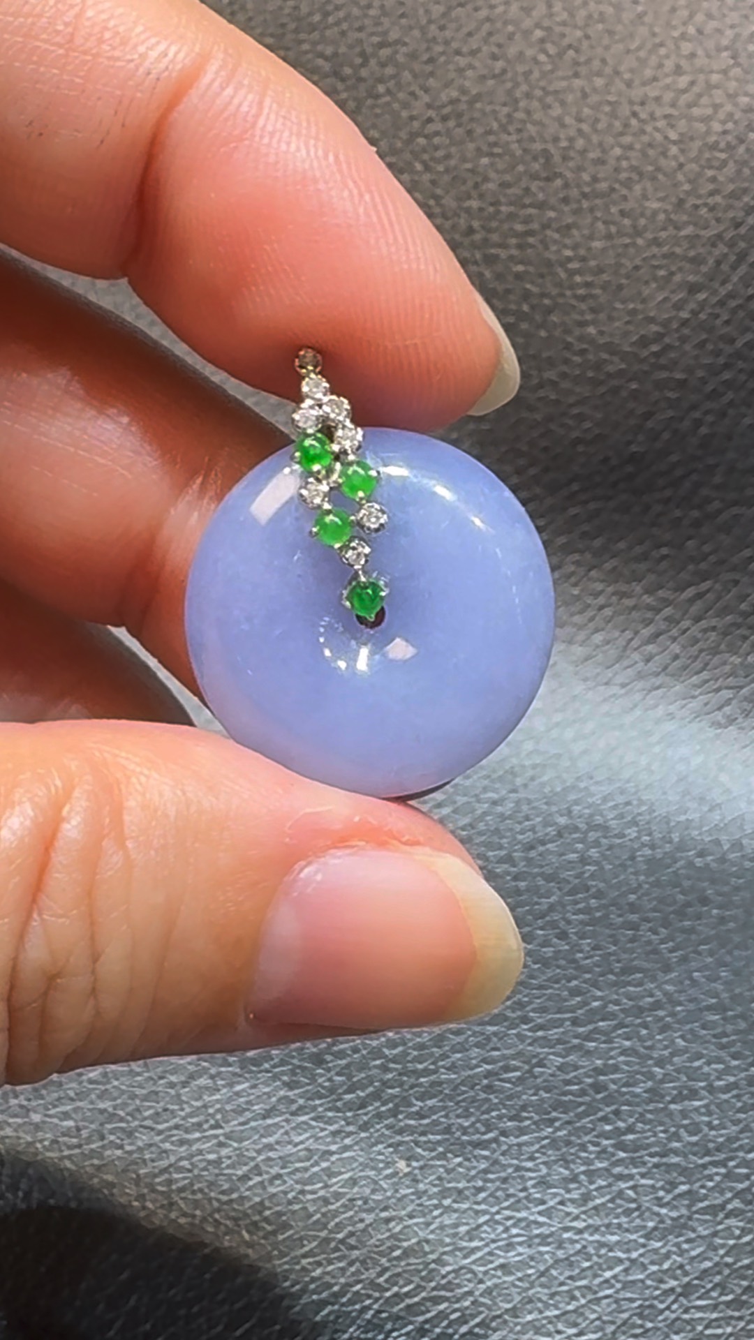 翡翠直播商品#117-18K白金鑽石紫羅蘭翡翠平安扣 6 翡翠直播商品#117-18K白金鑽石紫羅蘭翡翠平安扣 - Image 6