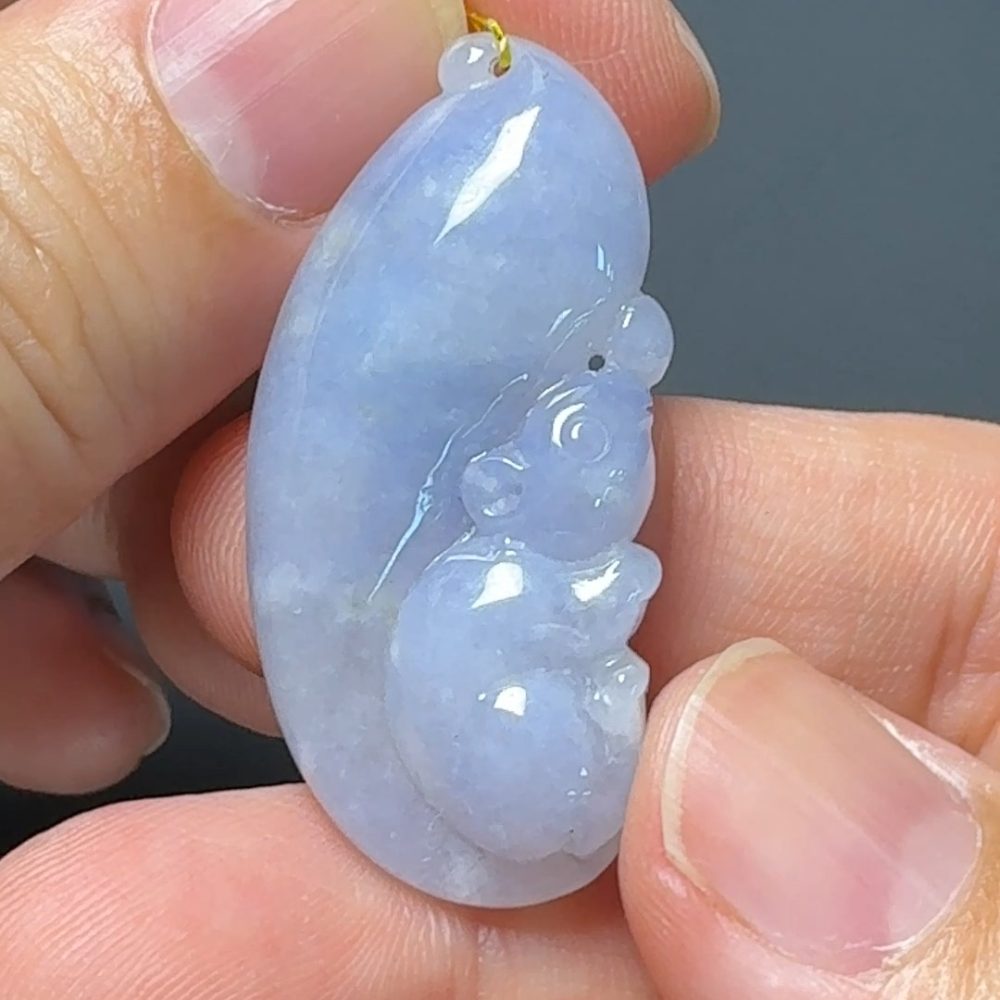 翡翠直播商品#124-紫羅蘭松鼠翡翠吊墜