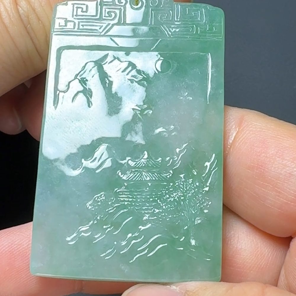 翡翠直播商品#135-山水牌翡翠吊墜