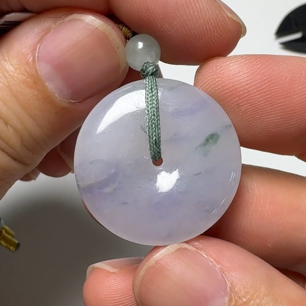 翡翠直播商品#142-飄花紫羅蘭平安扣翡翠吊墜