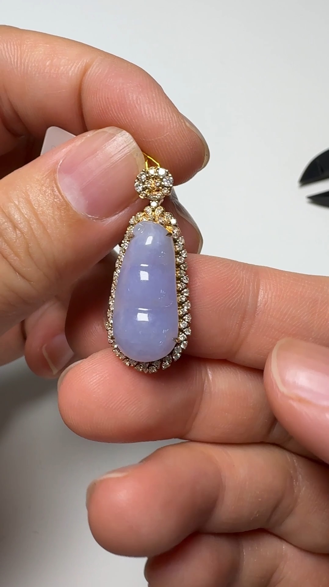 翡翠直播商品#146-18K玫瑰金鑽石福豆翡翠吊墜 2 翡翠直播商品#146-18K玫瑰金鑽石福豆翡翠吊墜 - Image 2