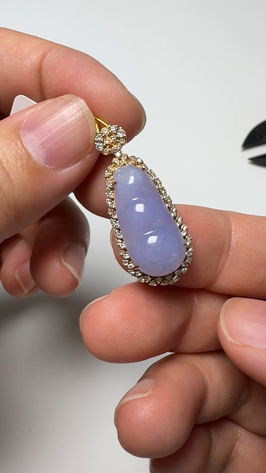 翡翠直播商品#146-18K玫瑰金鑽石福豆翡翠吊墜 3 翡翠直播商品#146-18K玫瑰金鑽石福豆翡翠吊墜 - Image 3