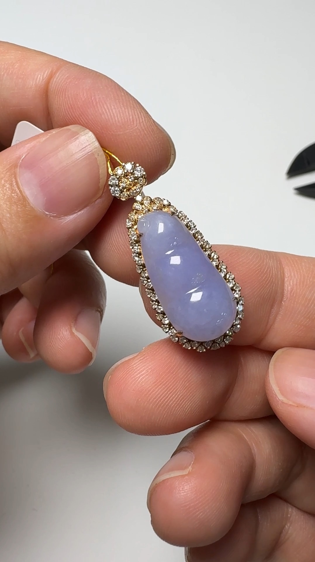 翡翠直播商品#146-18K玫瑰金鑽石福豆翡翠吊墜 4 翡翠直播商品#146-18K玫瑰金鑽石福豆翡翠吊墜 - Image 4