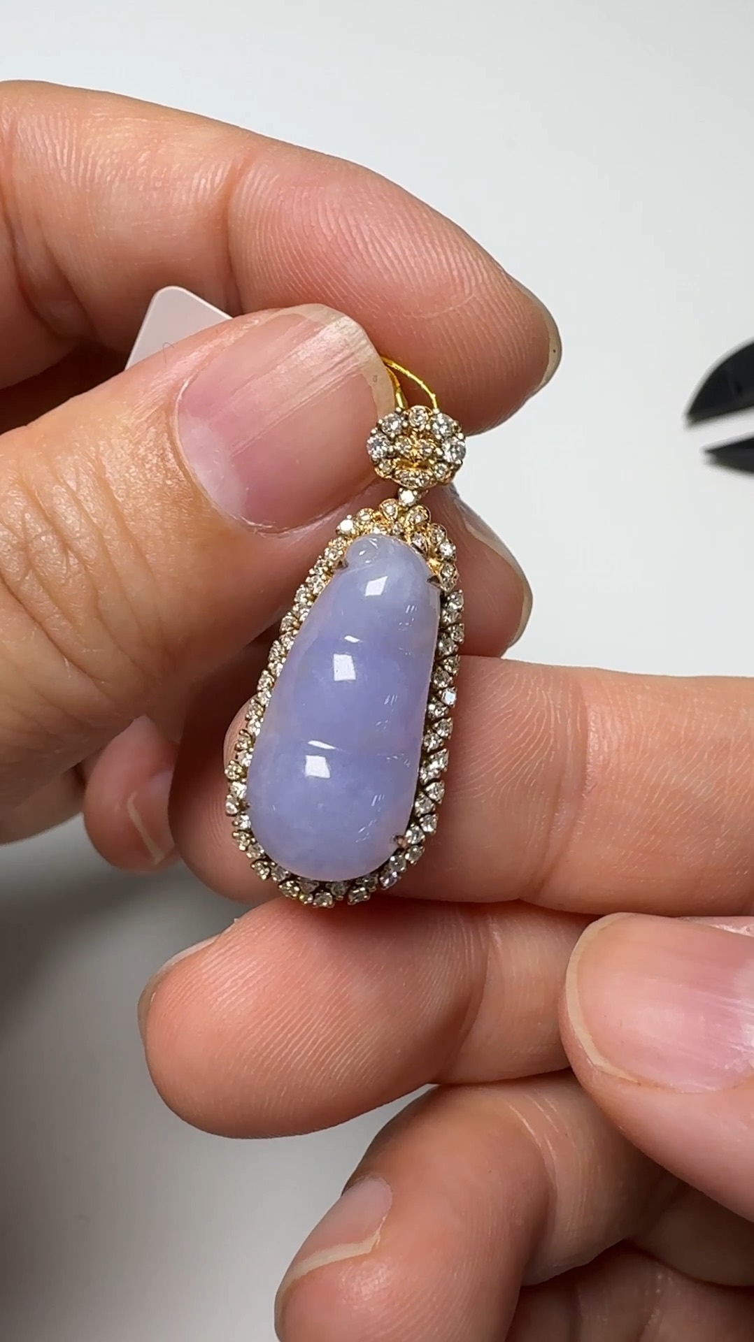 翡翠直播商品#146-18K玫瑰金鑽石福豆翡翠吊墜 5 翡翠直播商品#146-18K玫瑰金鑽石福豆翡翠吊墜 - Image 5