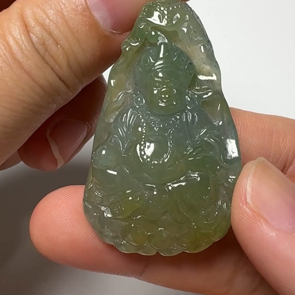 翡翠直播商品#154-黃翡黃財神翡翠吊墜