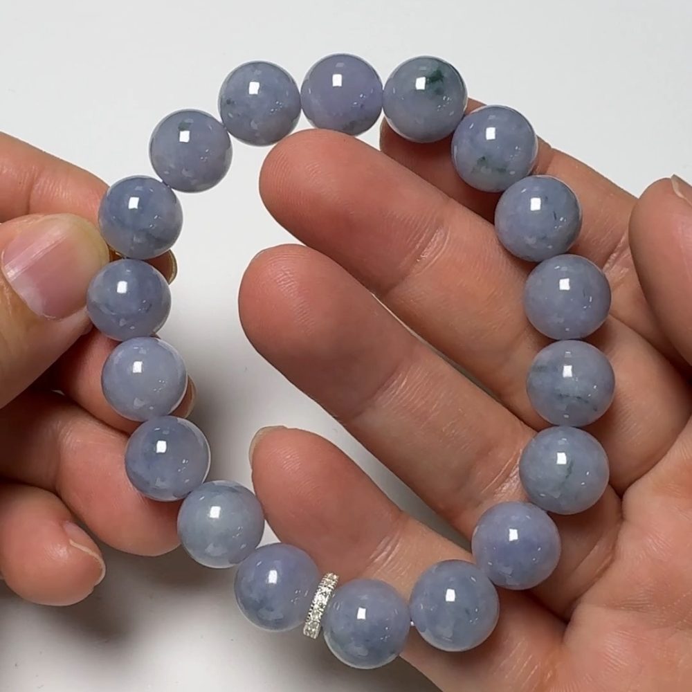 翡翠直播商品#159-紫羅蘭圓珠翡翠手串