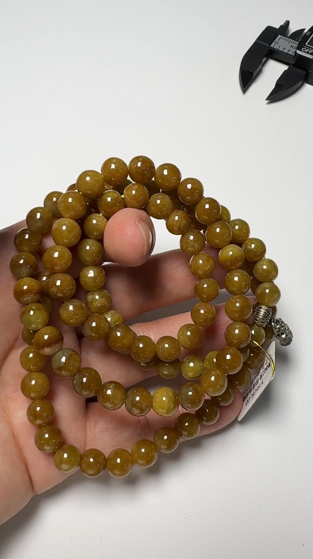 翡翠直播商品#160-黃翡圓珠翡翠項鏈佛珠鏈 2 翡翠直播商品#160-黃翡圓珠翡翠項鏈佛珠鏈 - Image 2