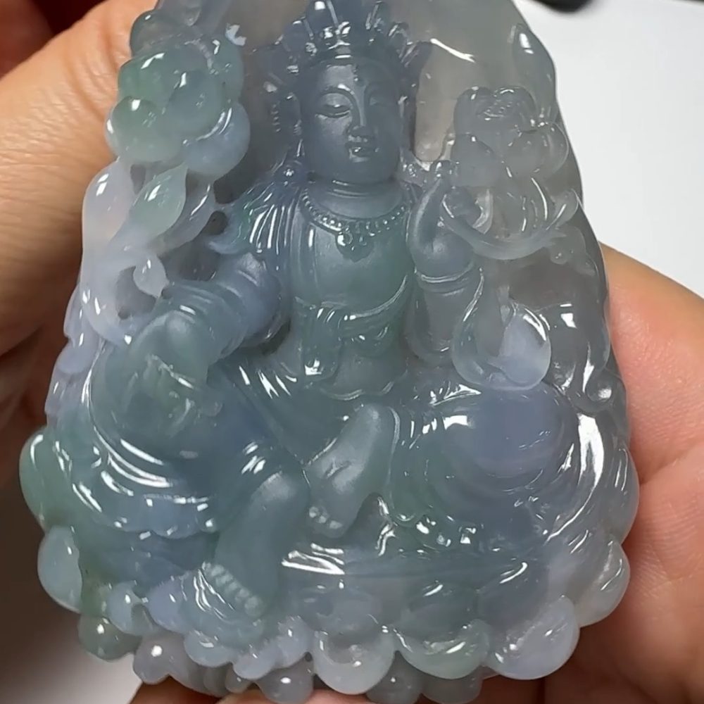 翡翠直播商品#161-收藏級紫羅蘭觀音翡翠吊墜