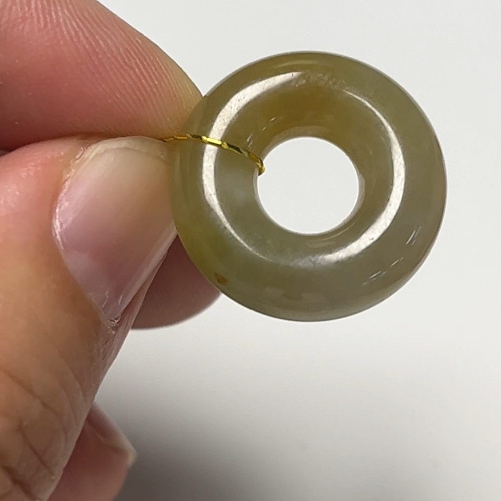 翡翠直播商品#164-黃翡平安扣平安環翡翠吊墜