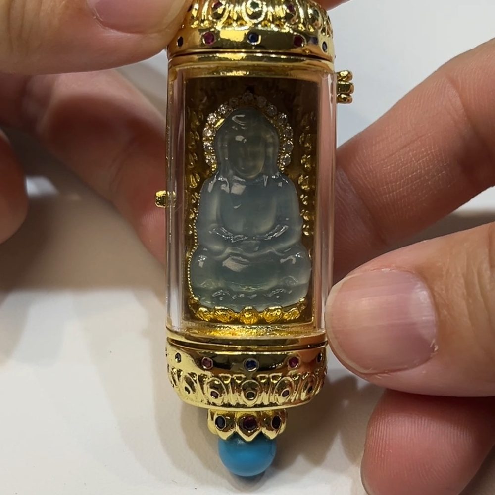 翡翠直播商品#171-銅托觀音吊墜挂件