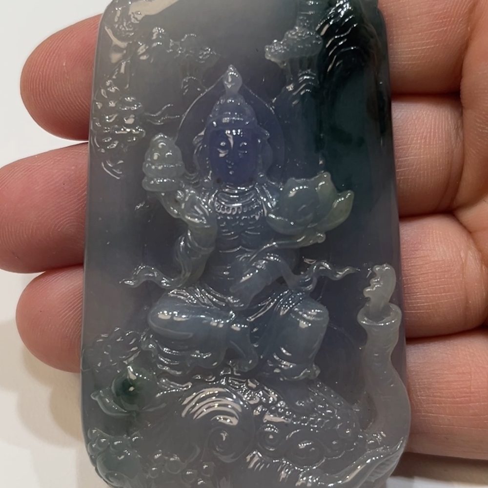 翡翠直播商品#173-紫綠雙色翡翠觀音吊墜