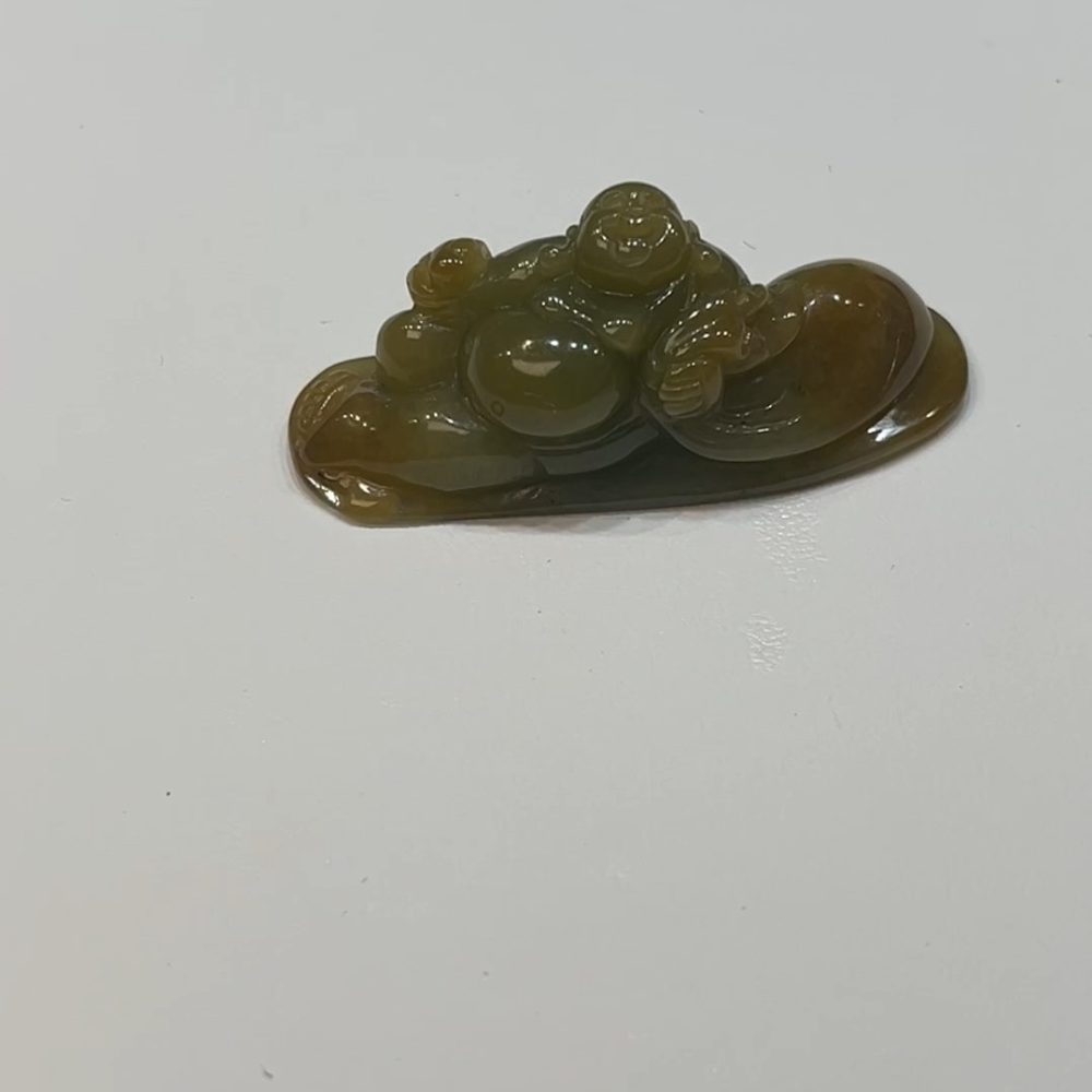 翡翠直播商品#183-黃翡布袋佛翡翠擺件