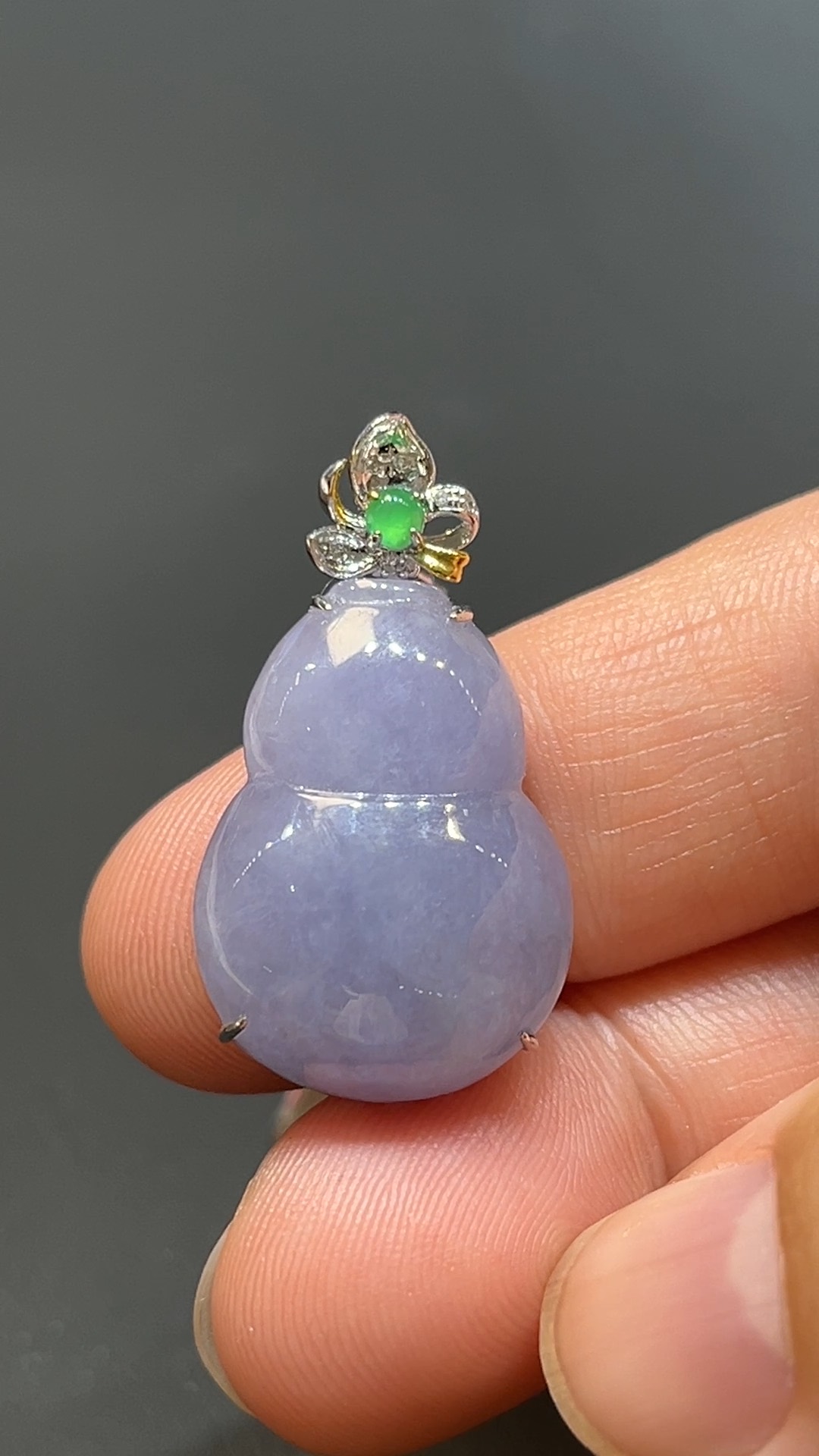翡翠直播商品#201-18K白金鑽石鑲嵌紫羅蘭葫蘆吊墜 2 翡翠直播商品#201-18K白金鑽石鑲嵌紫羅蘭葫蘆吊墜 - Image 2