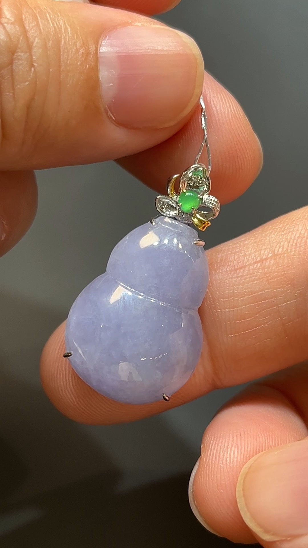 翡翠直播商品#201-18K白金鑽石鑲嵌紫羅蘭葫蘆吊墜 4 翡翠直播商品#201-18K白金鑽石鑲嵌紫羅蘭葫蘆吊墜 - Image 4