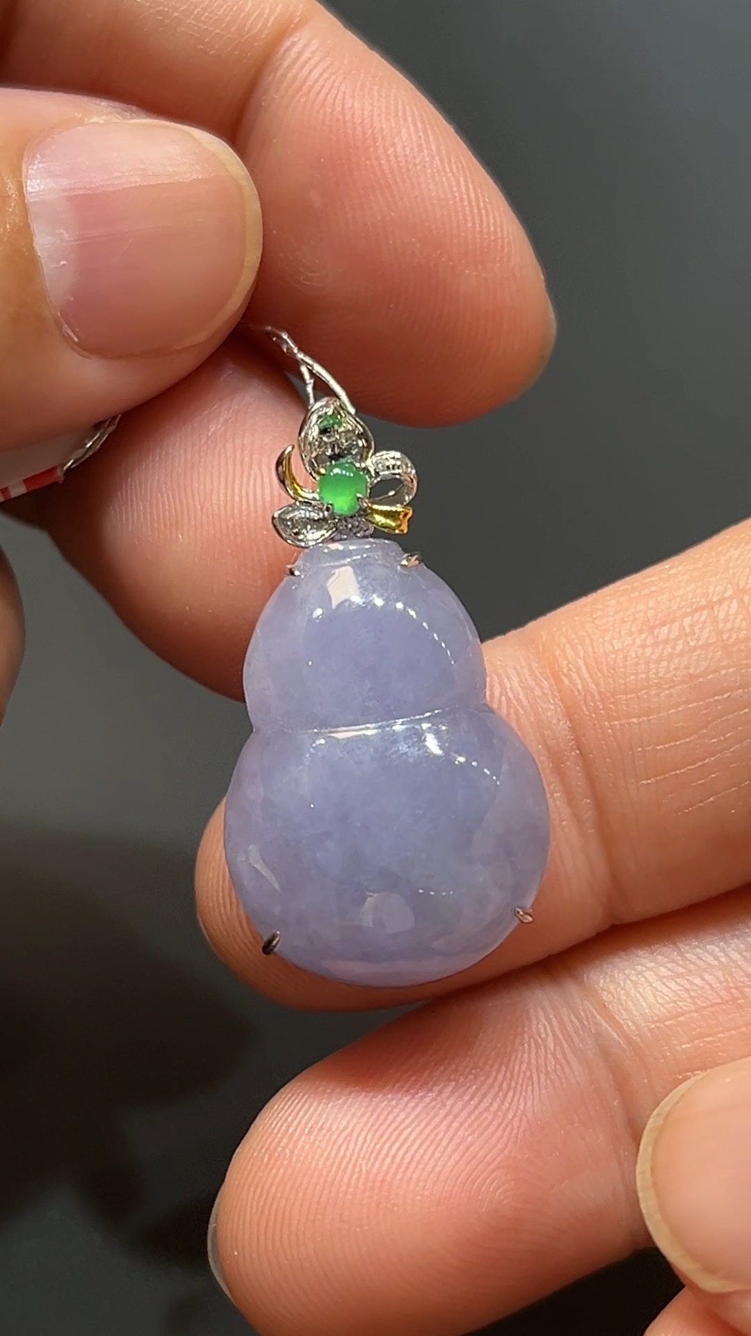 翡翠直播商品#201-18K白金鑽石鑲嵌紫羅蘭葫蘆吊墜 6 翡翠直播商品#201-18K白金鑽石鑲嵌紫羅蘭葫蘆吊墜 - Image 6