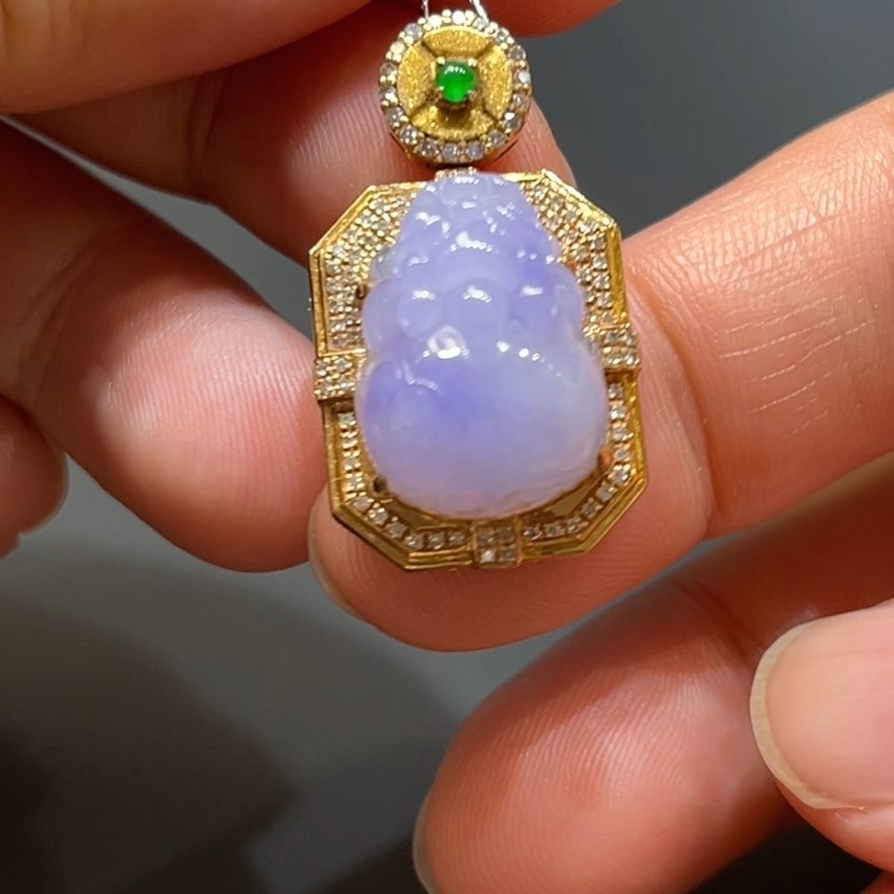 翡翠直播商品#205-18K玫瑰金鑽石鑲嵌招財貔貅吊墜