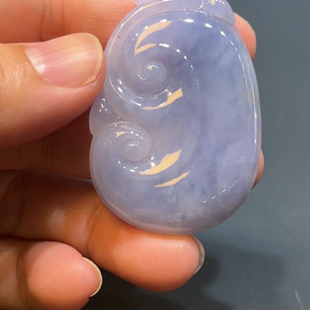 翡翠直播商品#223-濃紫羅蘭如意翡翠吊墜