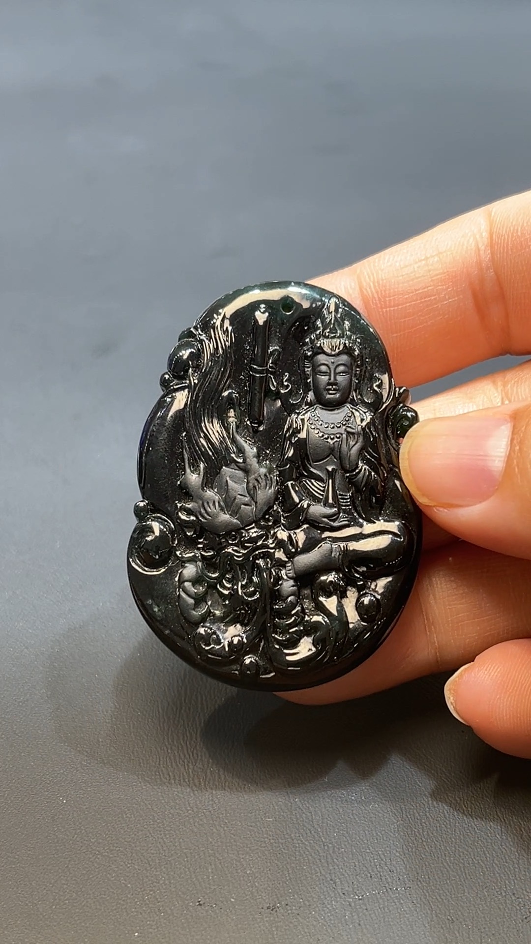 翡翠玉器天然A級翡翠透陽綠墨翠觀音吊墜 翡翠直播#253 1 翡翠玉器天然A級翡翠透陽綠墨翠觀音吊墜 翡翠直播#253