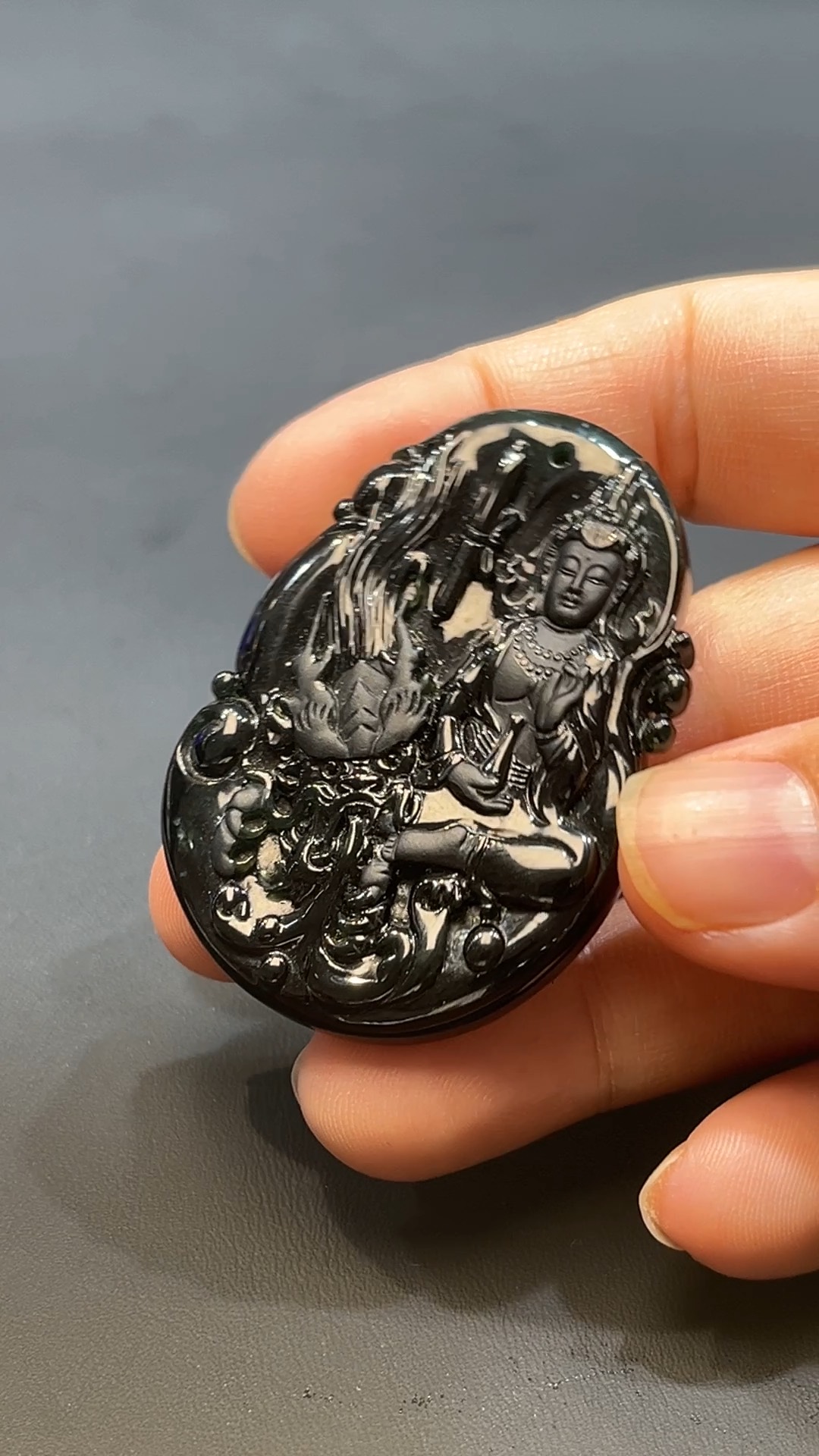 翡翠玉器天然A級翡翠透陽綠墨翠觀音吊墜 翡翠直播#253 5 翡翠玉器天然A級翡翠透陽綠墨翠觀音吊墜 翡翠直播#253 - Image 5