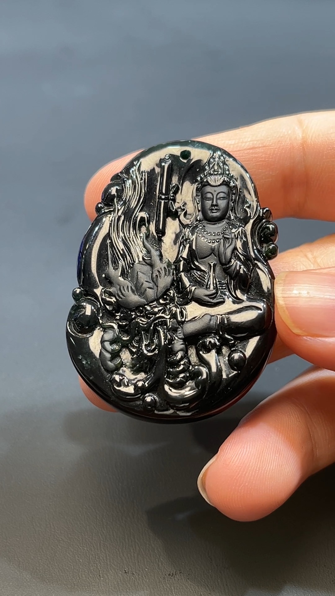 翡翠玉器天然A級翡翠透陽綠墨翠觀音吊墜 翡翠直播#253 6 翡翠玉器天然A級翡翠透陽綠墨翠觀音吊墜 翡翠直播#253 - Image 6