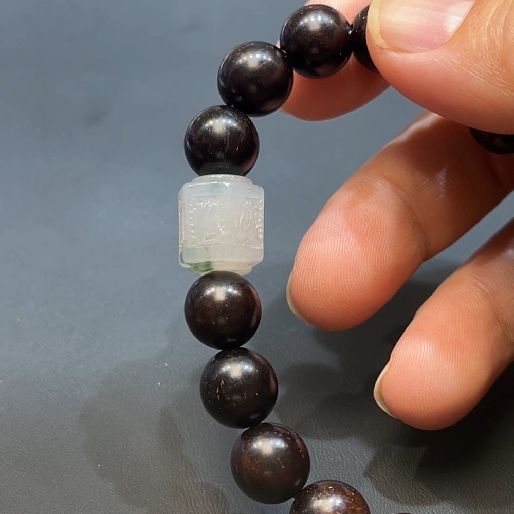 翡翠玉器天然A級翡翠六字真言手串 翡翠直播#257