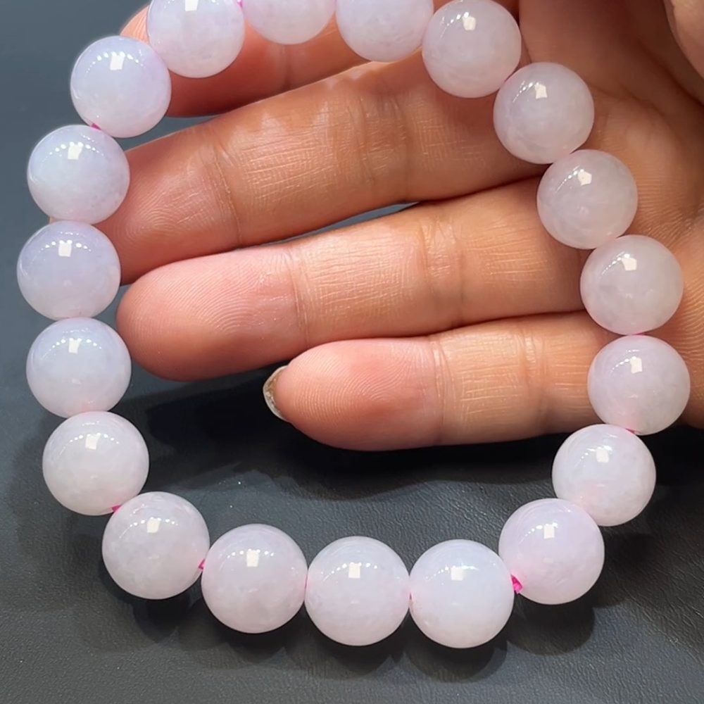 翡翠玉器天然A級翡翠紫羅蘭圓珠手串 翡翠直播#259