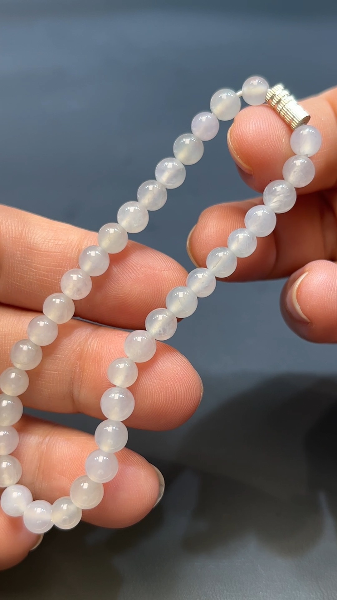 天然A級翡翠圓珠手串 白冰無瑕 翡翠直播#262 1 天然A級翡翠圓珠手串 白冰無瑕 翡翠直播#262