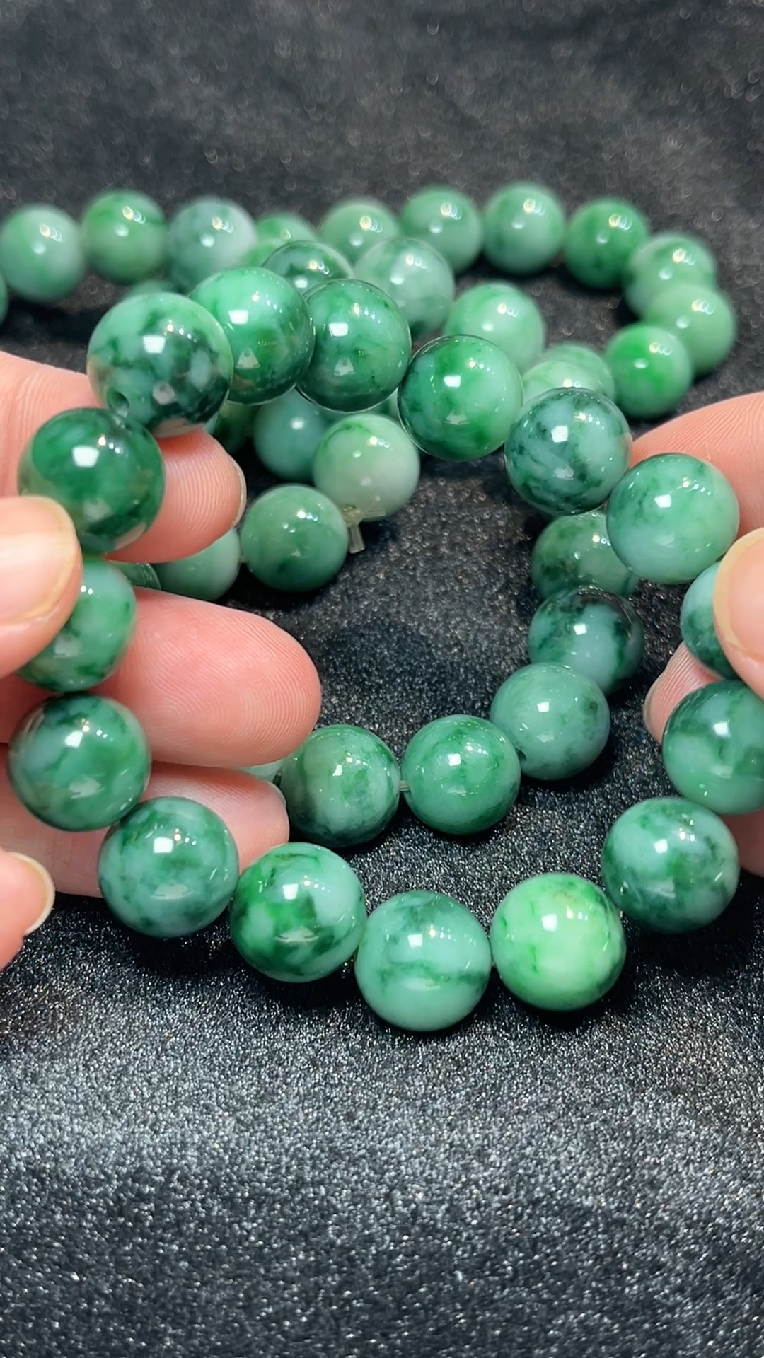 天然A級翡翠 水墨風華|天然花青翡翠手串珍品 翡翠直播#265 3 天然A級翡翠 水墨風華|天然花青翡翠手串珍品 翡翠直播#265 - Image 3