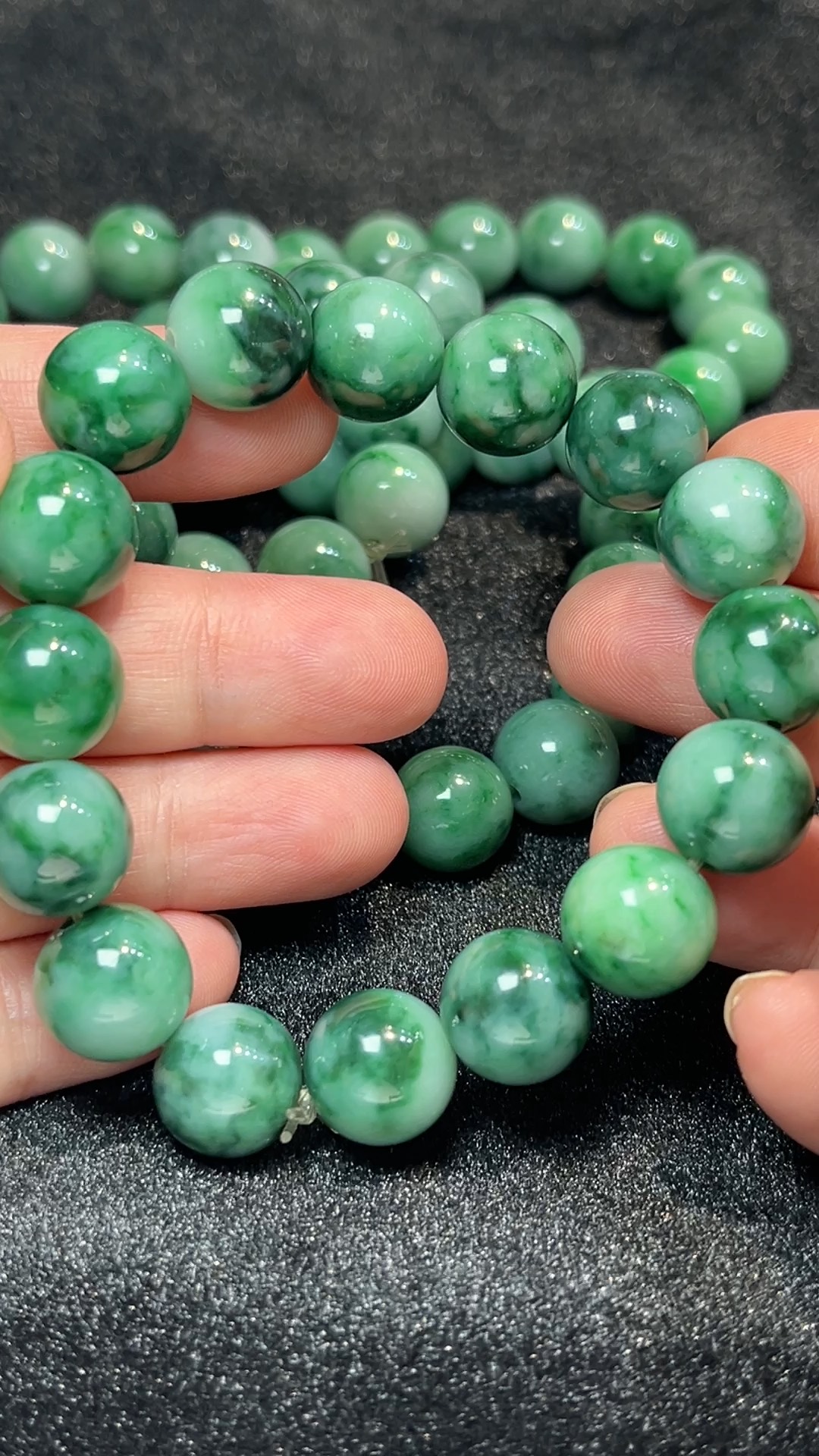 天然A級翡翠 水墨風華|天然花青翡翠手串珍品 翡翠直播#265 5 天然A級翡翠 水墨風華|天然花青翡翠手串珍品 翡翠直播#265 - Image 5