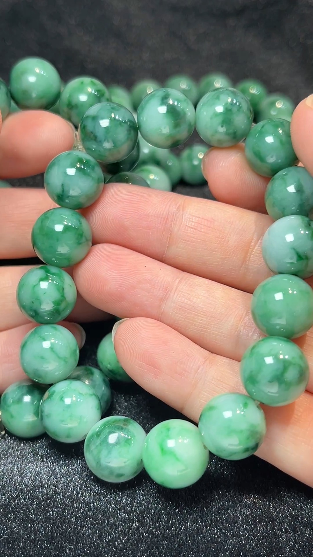 天然A級翡翠 水墨風華|天然花青翡翠手串珍品 翡翠直播#265 6 天然A級翡翠 水墨風華|天然花青翡翠手串珍品 翡翠直播#265 - Image 6