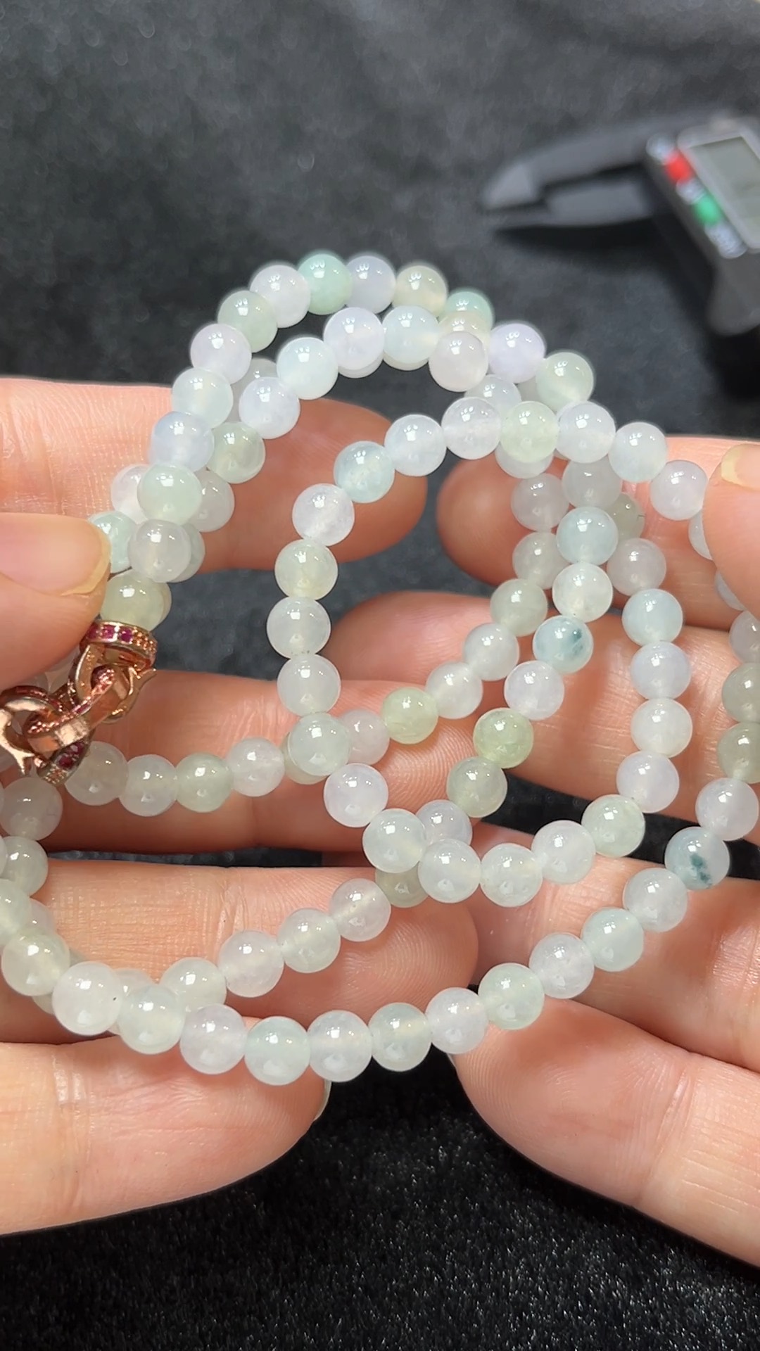 天然A級翡翠 淡雅之美|冰白翡翠圓珠項鏈 翡翠直播#269 3 天然A級翡翠 淡雅之美|冰白翡翠圓珠項鏈 翡翠直播#269 - Image 3