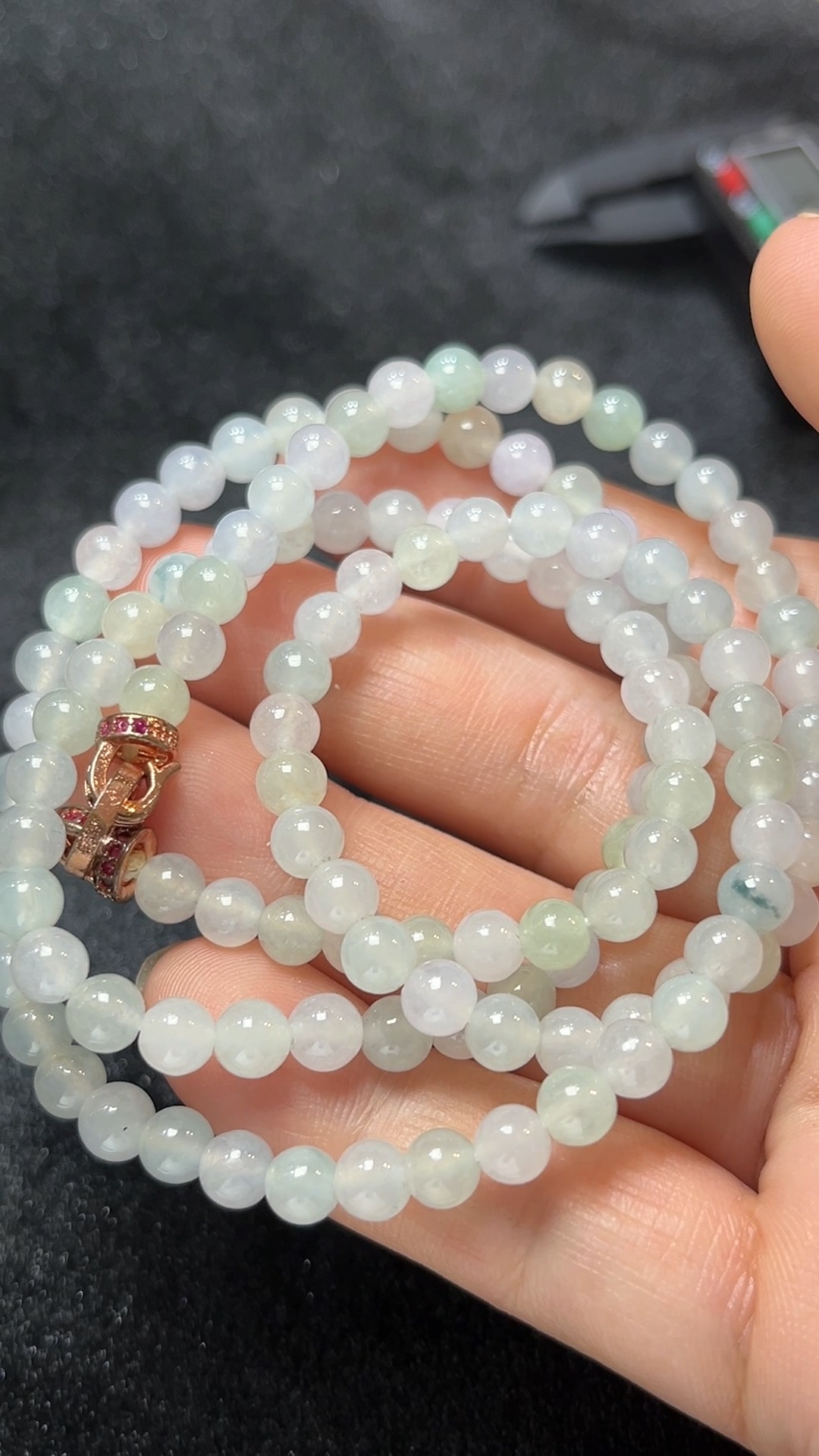 天然A級翡翠 淡雅之美|冰白翡翠圓珠項鏈 翡翠直播#269 1 天然A級翡翠 素雅如玉|冰白翡翠圓珠項鏈 翡翠直播#269